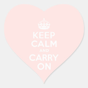 Misty Rose Keep Calm and Carry On Heart Sticker