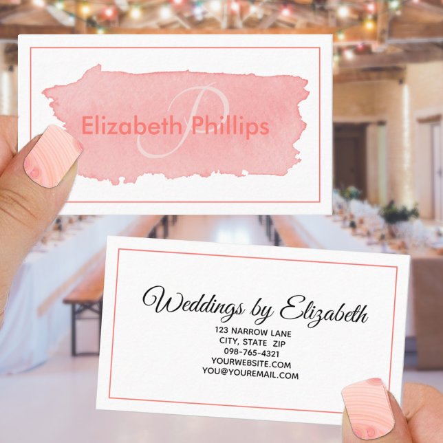 Misty Rose Monogram Brushstroke Stylish Business Card (Creator Uploaded)