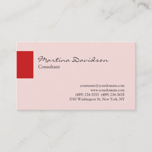Misty Rose Red Elegant Stylish Business Card (Front)