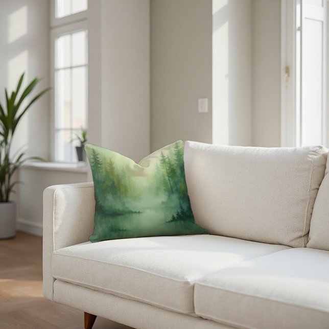 Misty Sage Abstract - Organic Modern Cushion (Cozy Misty Sage Abstract Pillow: Ethereal & Tranquil Home Accent.)
