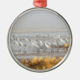Misty Sandhill Cranes Metal Tree Decoration