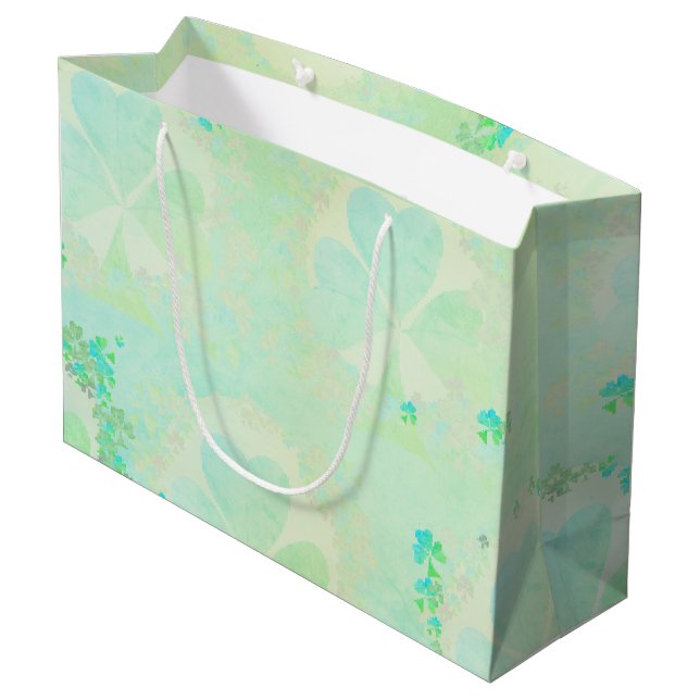 Misty Shamrocks Large Large Gift Bag (Back Angled)