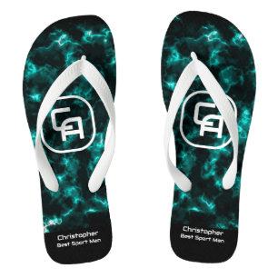Misty Smoke Monogram Aqua Thongs