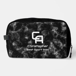 Misty Smoke Monogram Black White Dopp Kit