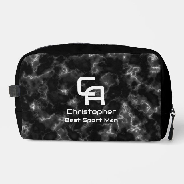Misty Smoke Monogram Black White Dopp Kit (Front)
