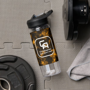 Misty Smoke Monogram Gold Water Bottle