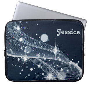 Misty Star Swirls and Custom Name Laptop Sleeve