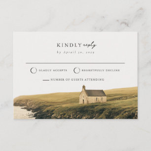 Misty Stone Chapel Irish Coast Wedding RSVP Card