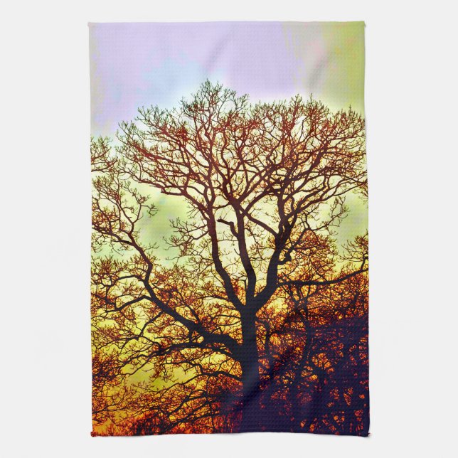 MISTY SUN TREES TEA TOWEL (Vertical)