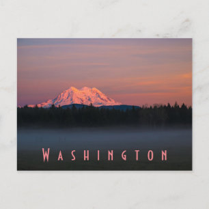Misty sunset over Mount Rainier Postcard