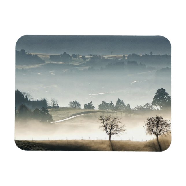 Misty Switzerland Countryside Landscape Magnet (Horizontal)