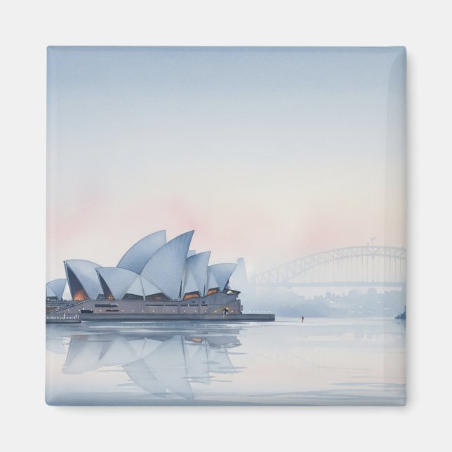 Misty Sydney Opera House Australia Magnet (Front)