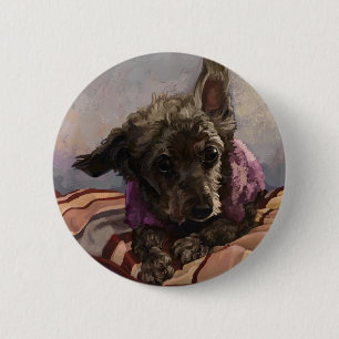 Misty the Poodle 6 Cm Round Badge