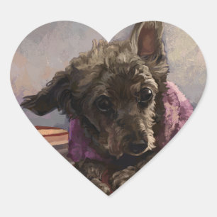 Misty the Poodle Heart Sticker