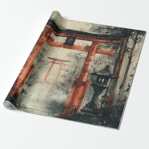 Misty Torii Path Watercolor Wrapping Paper