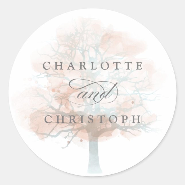 Misty tree wedding envelope seals (Front)