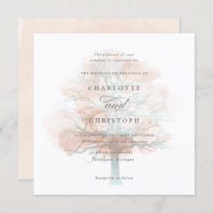 Misty tree wedding invitation