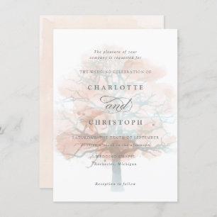 Misty tree wedding invitation