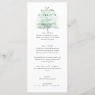 Misty tree wedding menu