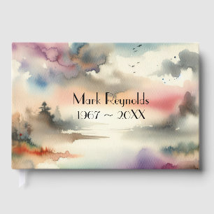 Misty Trees and Birds In Watercolor  Guest Book