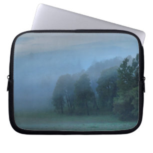 Misty Trees and Meadows Nature Photography Laptop Sleeve