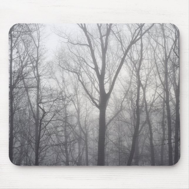 Misty Trees Grey Woodland Mouse Pad (Front)