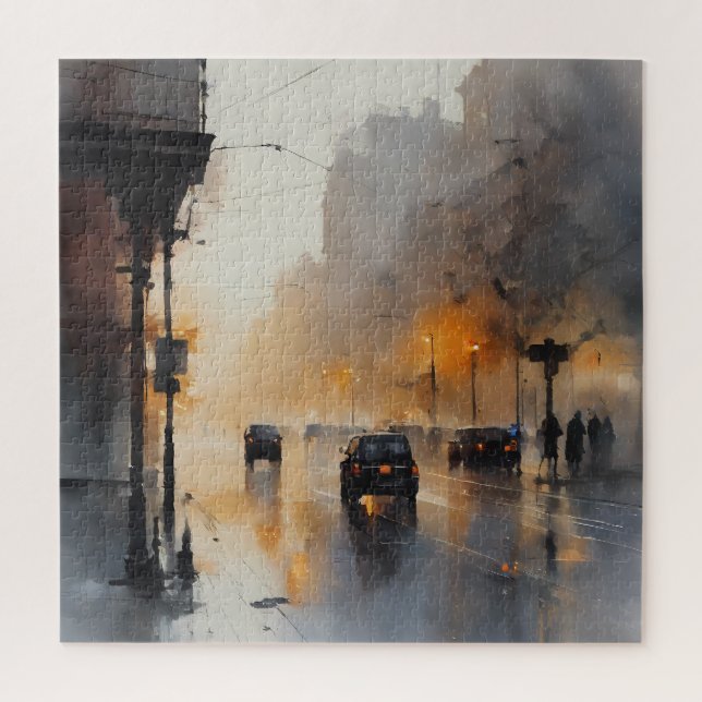 Misty Urban Evening  Jigsaw Puzzle (Vertical)