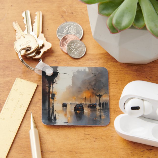 Misty Urban Evening  Key Ring (Desk)