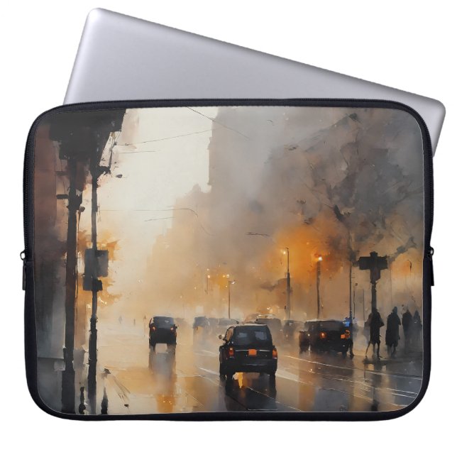 Misty Urban Evening  Laptop Sleeve (Front)