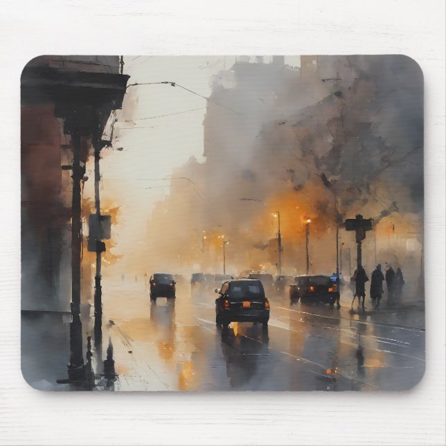 Misty Urban Evening  Mouse Pad (Front)