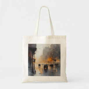 Misty Urban Evening  Tote Bag