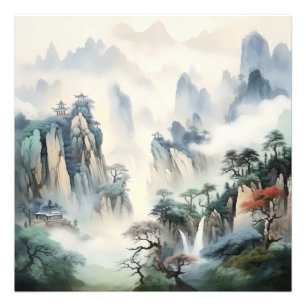 Misty Valley Mountains Photo Print