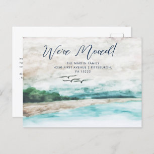 Misty Watercolor Landscape We Have Moved Postcard