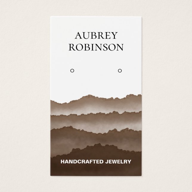Misty Watercolor Mountains Brown Display Card (Front)