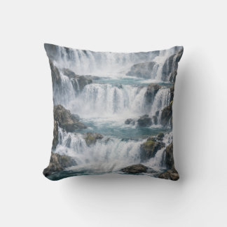 Misty Waterfall Landscape Cushion