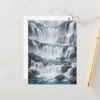 Misty Waterfall Landscape Postcard