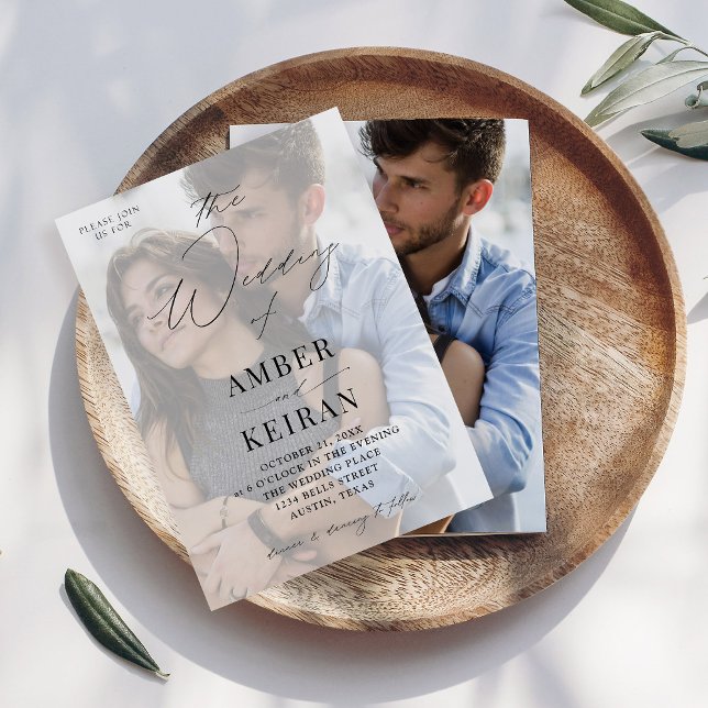 Misty White Shades Photo Wedding Invitation (Creator Uploaded)