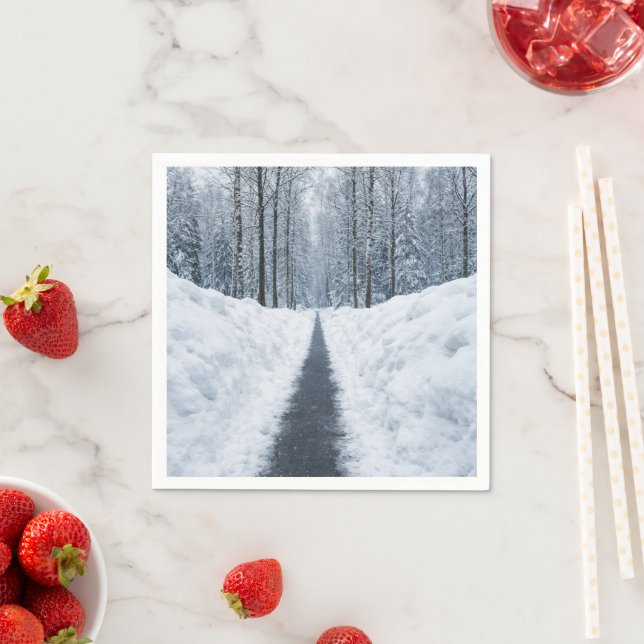 Misty Winter Forest Path Winter Landscape Napkin (Insitu)