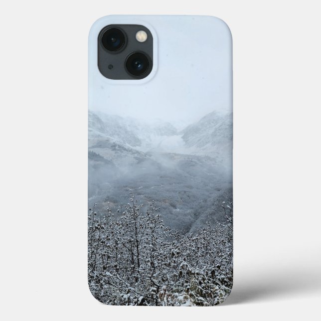Misty Winter Mountains Minimal Aesthetic Case-Mate iPhone Case (Back)