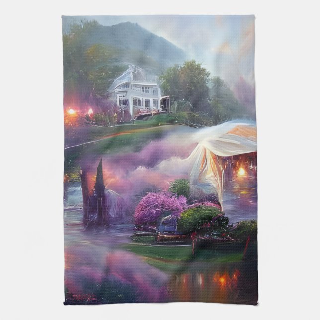 Misty Wisteria House on the Hill   Tea Towel (Vertical)