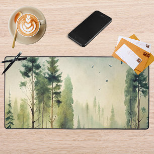 Misty Woodland Evergreen Forest Desk Mat