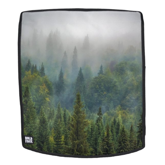 Misty Woods Pine Trees Forest  Backpack (Removable Face)