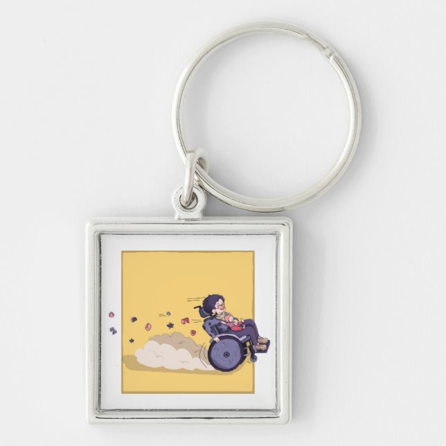 Mit dem Rollstuhl Unterwegs Key Ring (Front)