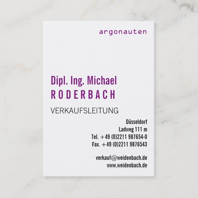 Mit Monogram Hochformat Business Card (Front)