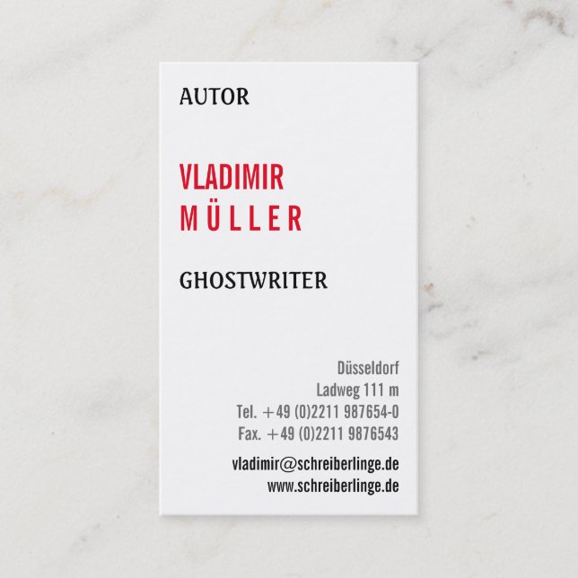 Mit Monogram Hochformat Business Card (Front)