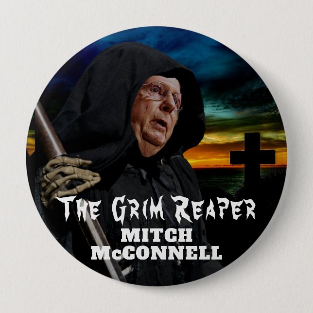 Mitch McConnell Grim Reaper 10 Cm Round Badge (Front)