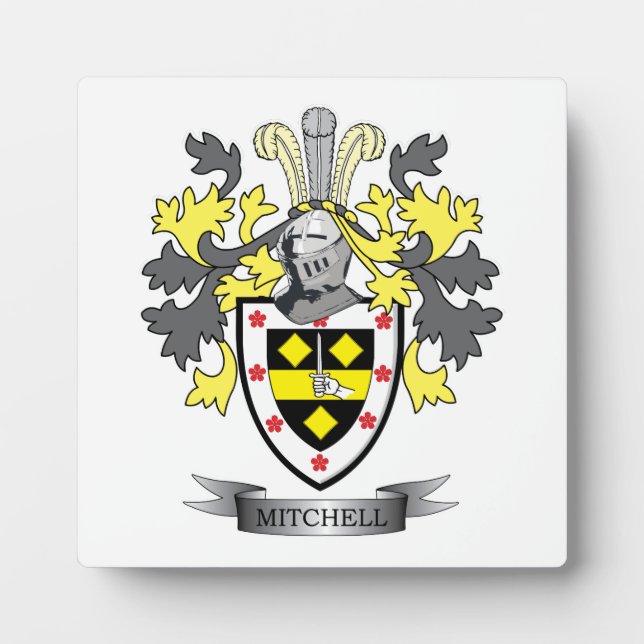 Mitchell Family Crest Coat of Arms Plaque (Front)