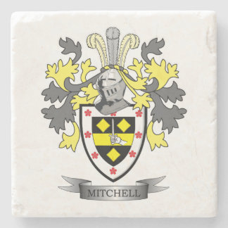 Mitchell Family Crest Coat of Arms Stone Coaster