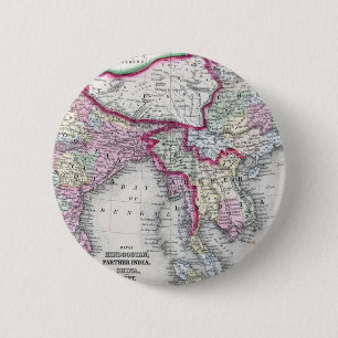 Mitchell Map India, Tibet, China & SE Asia 6 Cm Round Badge