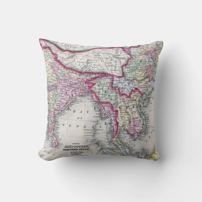 Mitchell Map | India, Tibet, China & SE Asia Cushion (Front)
